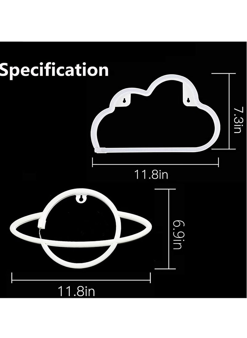 XiuWoo - 2-Pack Night Light Neon Signs LED Decoration Pink Lightning Bolt and Blue Cloud - Image 1