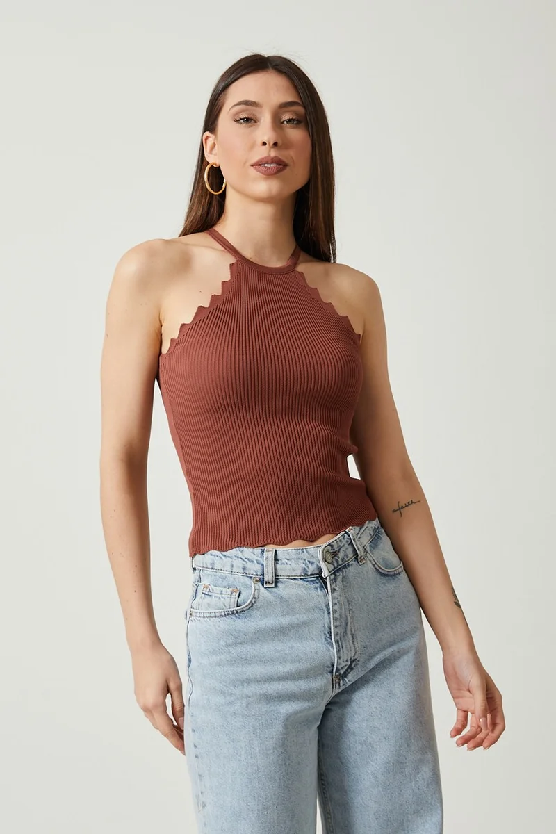 توينتي3 Women's Halter Collar Crop Knitwear Athlete