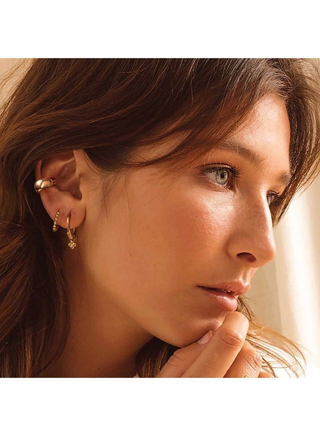 Mevecco Women Ear Cuff Earring Gold Non Pierced Ear Cartilage Clip on Wrap Hoop 14K Gold Filled Tiny Boho Beach Simple Minimalist Delicate Handmade Hypoallergenic Jewelry Gift-Sold as Single/Pair - Image 3