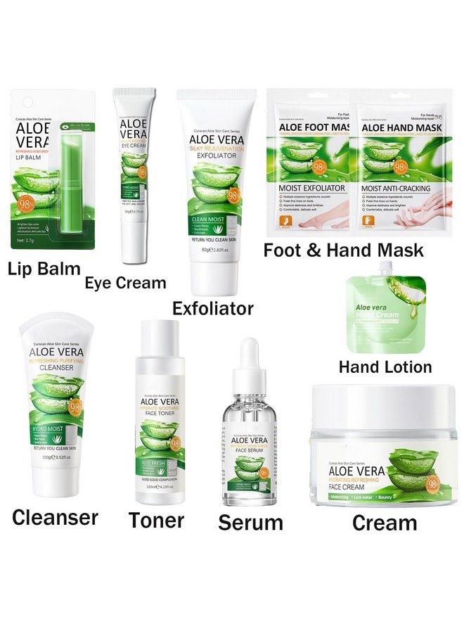 Rosarden - 10Pcs Skin Care Products Set Aloe Vera Skin Care Sets Skin Care Gift Set For Women Girls Skincare Routine Set Face Care Kit For Dry Skin Hydrating Whole Body Skin Care - Image 1