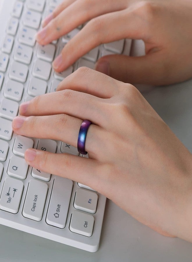 Egnaro Silicone Anniversary Ring Women, Breathable Design Womens Silicone Wedding Rings, 4mm Width - 1.5mm Thickness Rubber Wedding Bands Women - 1/4/5/7/8 Engagement Rings for Work Out - Image 3