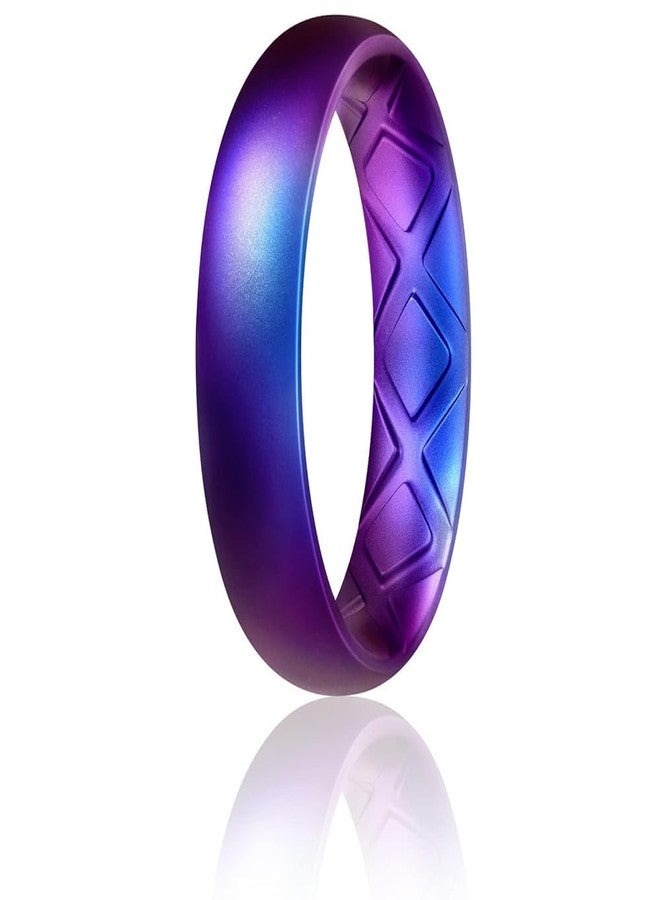 Egnaro Silicone Anniversary Ring Women, Breathable Design Womens Silicone Wedding Rings, 4mm Width - 1.5mm Thickness Rubber Wedding Bands Women - 1/4/5/7/8 Engagement Rings for Work Out - Image 1