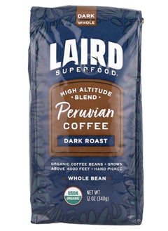 Laird Superfood Peruvian Coffee Whole Bean Dark 12 oz (340 g) 