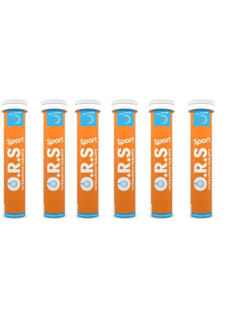 Ors Hydration Tablets With Electrolytes, Vegan, Gluten And Lactose Free Formula - Natural Orange Flavor - 20 Count Pack of 6 - Image 1
