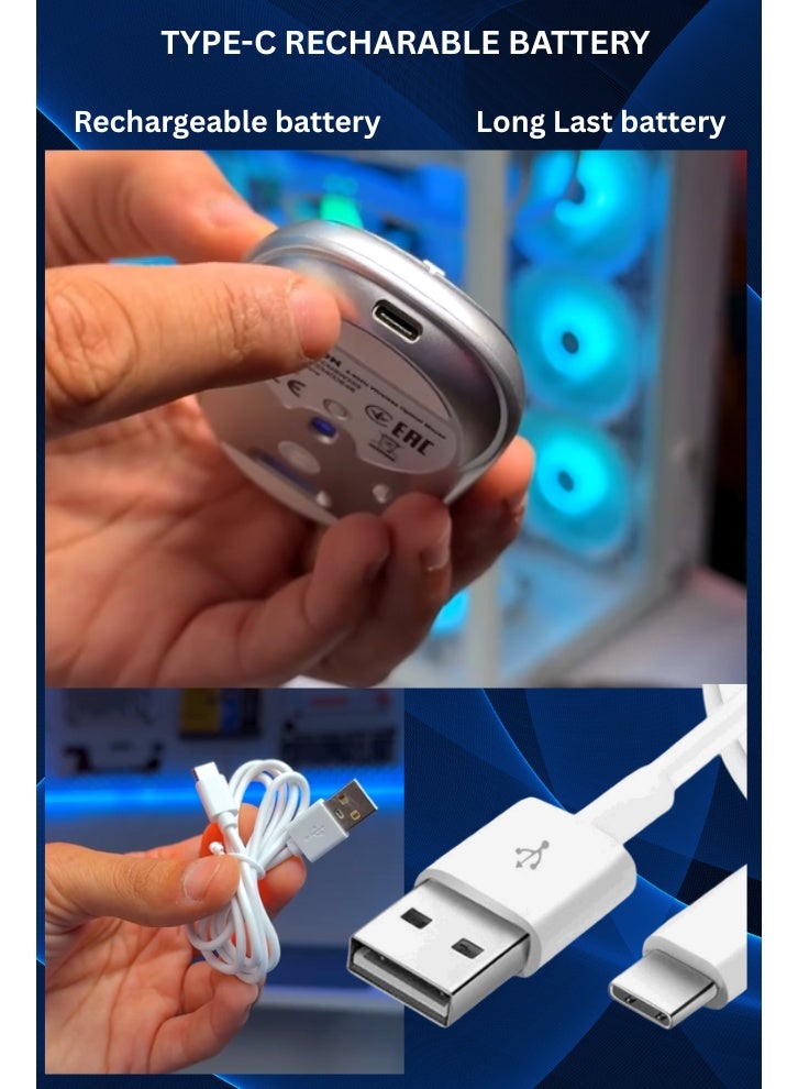 Wireless rechargeable mouse Windows, Android and MAC support. Long lasting battery one charge last up to one month 1600 DPI - Image 2