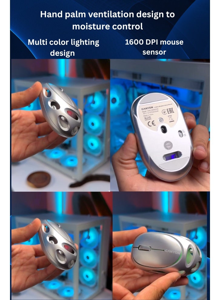 Wireless rechargeable mouse Windows, Android and MAC support. Long lasting battery one charge last up to one month 1600 DPI - Image 3