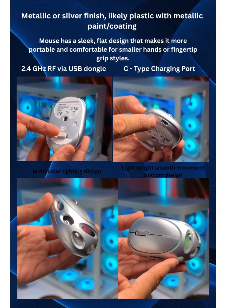 Wireless rechargeable mouse Windows, Android and MAC support. Long lasting battery one charge last up to one month 1600 DPI - Image 4