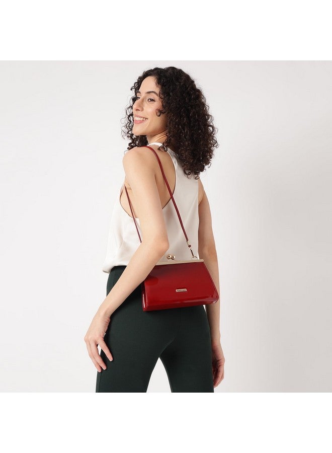 Fastrack Party Clutch For Women's, Ladies And Girls | Comes With Detachable Chain Strap |Made Up Of Semi Pu Leather, Red - Image 2