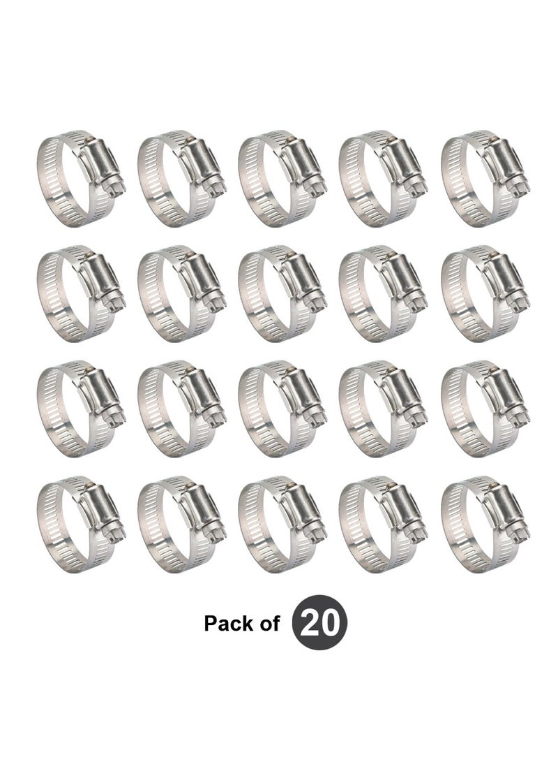 Duravel Duravel Stainless Steel Hose Clamps, Adjustable Worm Drive,(Pack-Of 20, 18-25mm)  - Image 1