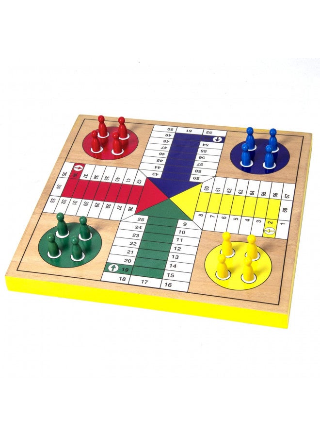 AMEROUS AMEROUS 12 inches Wooden Ludo Board Game - Snakes and Ladders, 2 in 1 Reversible, 1-4 Players Family Dice Games Set for Kids, Adults, Classics Tabletop Version (Gift Box Packed)  - Image 1