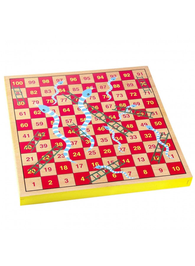 AMEROUS AMEROUS 12 inches Wooden Ludo Board Game - Snakes and Ladders, 2 in 1 Reversible, 1-4 Players Family Dice Games Set for Kids, Adults, Classics Tabletop Version (Gift Box Packed)  - Image 4