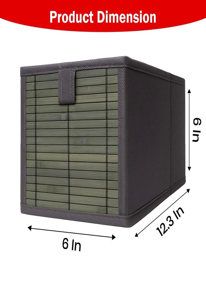 Prime Pick Smart Fold Storage Box Foldable Clothes Organizer Bamboo Front Metal Frame Lid Covered Washable Fabric Wardrobe Drawer Closet Storage Bin Easy Carry Handles Grey Pack of 2 - Image 2