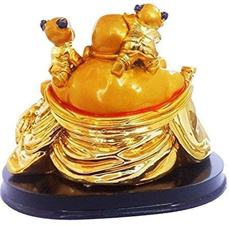 RIPE INDIA Porcelain Fantasy Feng Shui Laughing Buddha Showpiece With 5 Children For Health Wealth And Happiness (13 Cm Golden) - Image 2