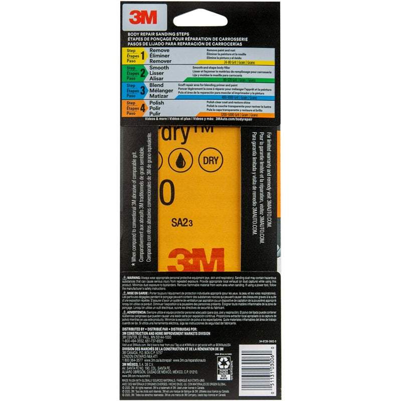 3M Wetordry™ Sandpaper, 5 Sheets, 3-2/3 in x 9 in, Assorted Grits (1000 / 1500 / 2000 / 2500), Use for Wet and Dry Sanding, Longer Lasting Sandpaper, Great for Auto Body Repair, Smooth Finish (03006) - Image 4