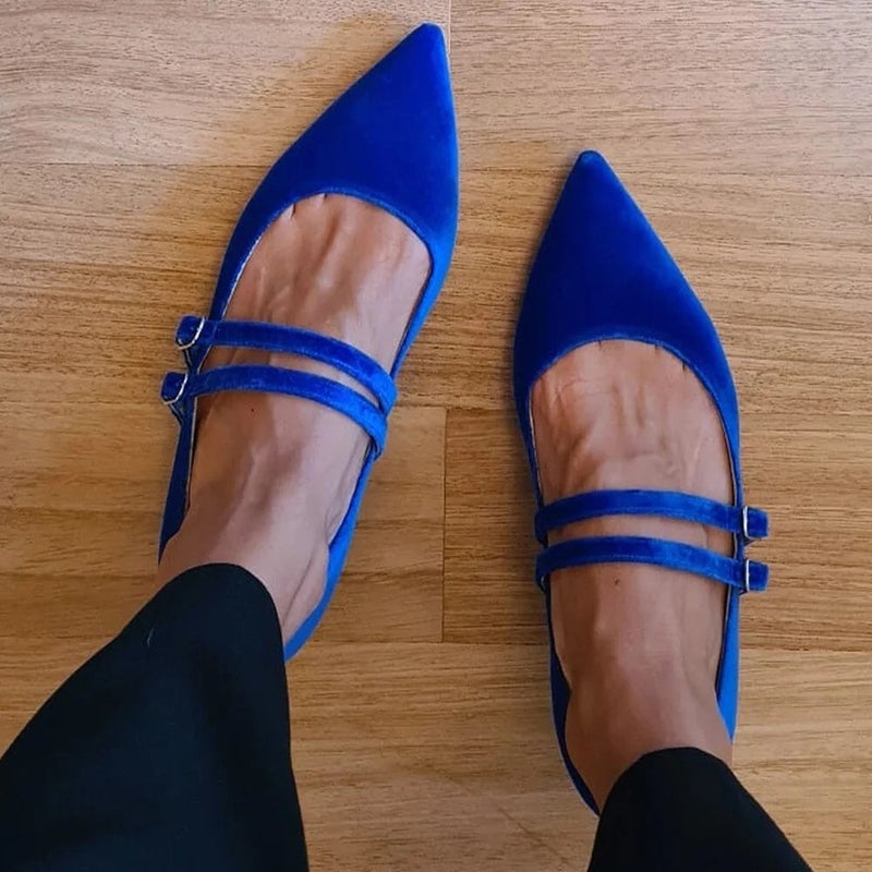Fashion Pointed-Toe Lolita Low Chunky Heel Buckle Large Size Women'S Fashion Shallow Slip-On Shoes - Image 2