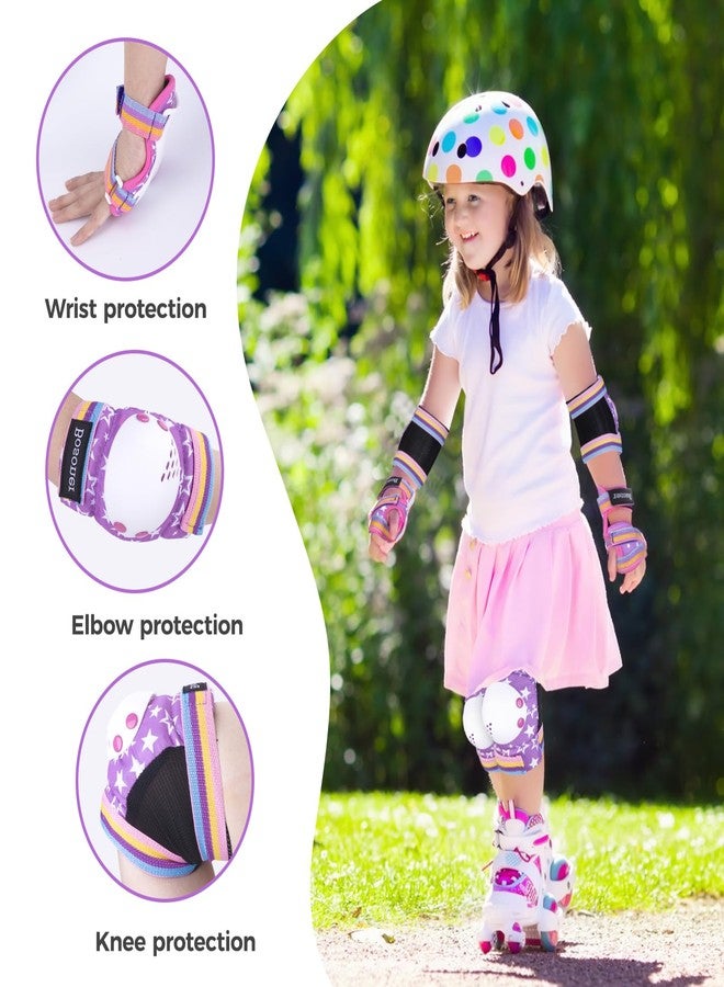 BOSONER Kids Roller and Skate Pads: Knee Pads and Elbow Pads for Kids 3-15 - Protection Gear for Girls/Boys, Purple Star - Image 2
