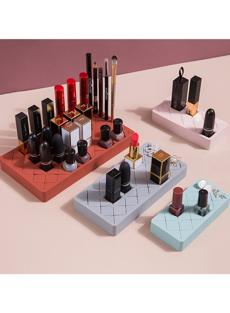 Captaintech Lipstick Holder, 24 Slots, Pink Cosmetic Organizer Stand for Makeup, Lip Gloss, Nail Polish, Brushes, Eyebrow Tools, Premium Square Display Case - Image 3