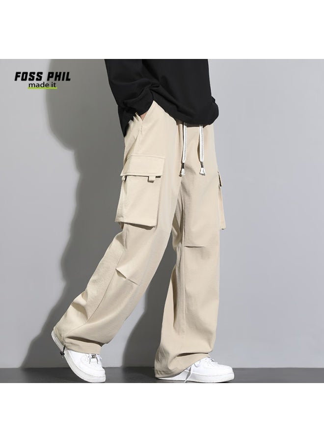 Foss Phil Men's Casual Wide Leg Loose Multi-pocket Brand Straight-leg All-match Work Pants Fpk55 Khaki 3XL - Image 5