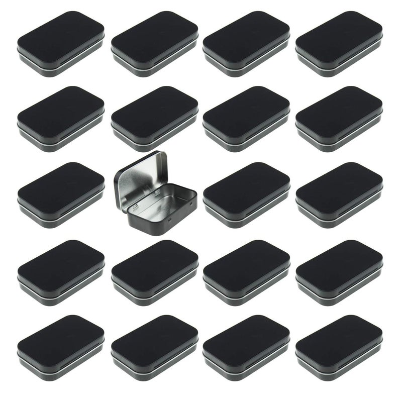 Goodma 20 Pieces Rectangular Metal Empty Hinged Tins Containers Basic Necessities Home Storage Organizer Mini Box Set, 3.75 x 2.45 x 0.8 inch (Black) - Image 5