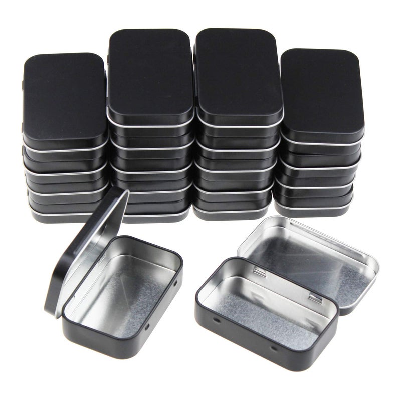Goodma 20 Pieces Rectangular Metal Empty Hinged Tins Containers Basic Necessities Home Storage Organizer Mini Box Set, 3.75 x 2.45 x 0.8 inch (Black) - Image 1