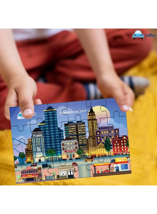 فنبلاست ألغاز الصور المقطوعة من فن بلاست للأطفال، ألغاز صور الحياة في المدينة للأطفال، ألعاب ألغاز الصور المقطوعة التعليمية، ألغاز أرضية للأطفال، مجموعة من 1 إلى 24 قطعة (متعددة الألوان، مقاس 30 × 22 سم) - Image 5