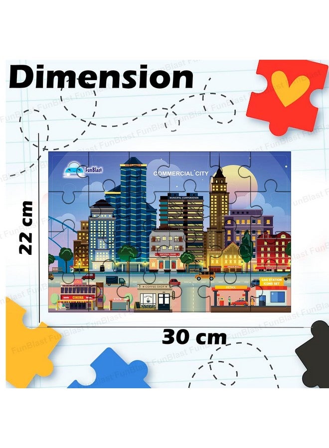 فنبلاست ألغاز الصور المقطوعة من فن بلاست للأطفال، ألغاز صور الحياة في المدينة للأطفال، ألعاب ألغاز الصور المقطوعة التعليمية، ألغاز أرضية للأطفال، مجموعة من 1 إلى 24 قطعة (متعددة الألوان، مقاس 30 × 22 سم) - Image 2