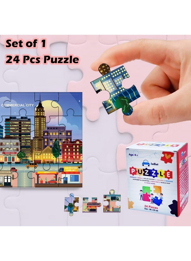فنبلاست ألغاز الصور المقطوعة من فن بلاست للأطفال، ألغاز صور الحياة في المدينة للأطفال، ألعاب ألغاز الصور المقطوعة التعليمية، ألغاز أرضية للأطفال، مجموعة من 1 إلى 24 قطعة (متعددة الألوان، مقاس 30 × 22 سم) - Image 3