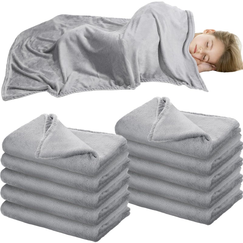 Breling 10 Pcs Cot Blanket Toddler Daycare Nap Blanket for Kids 39 x 47 Inch Fleece Baby Warm Fluffy Cozy Rest Time Supplies for Classroom Preschool Daycare or NurseryDark Gray