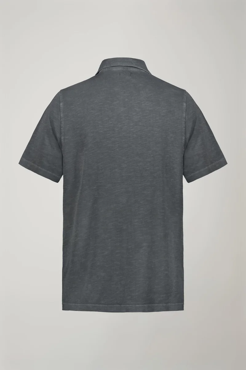 Doppelganger Grey Men's short sleeve button-less polo - Anthracite for Men | Best Price UAE