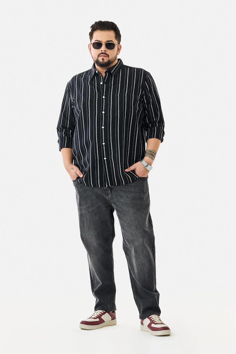 SNITCH قميص مقلم بمقاس كبير من مزيج الكتان