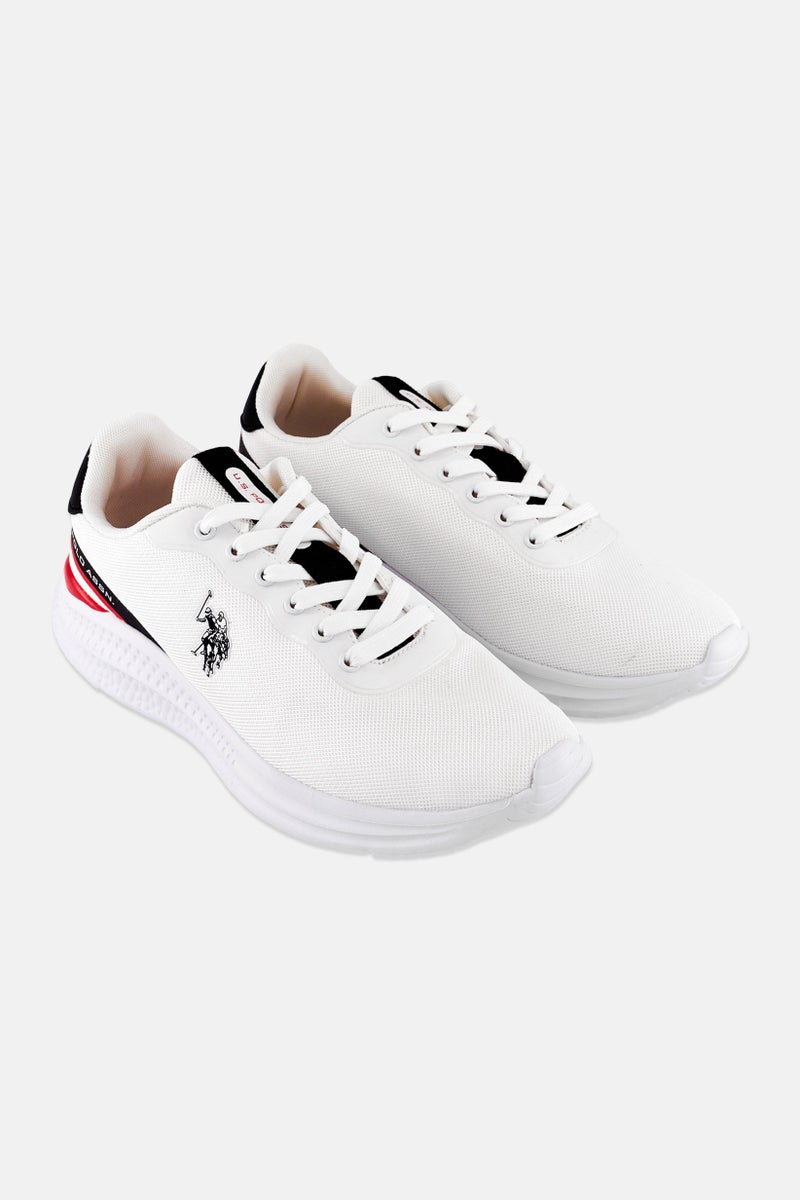 U.S. Polo Assn. Men Mesh-Eco Leather Lace Up Casual Shoes, White  - Image 1