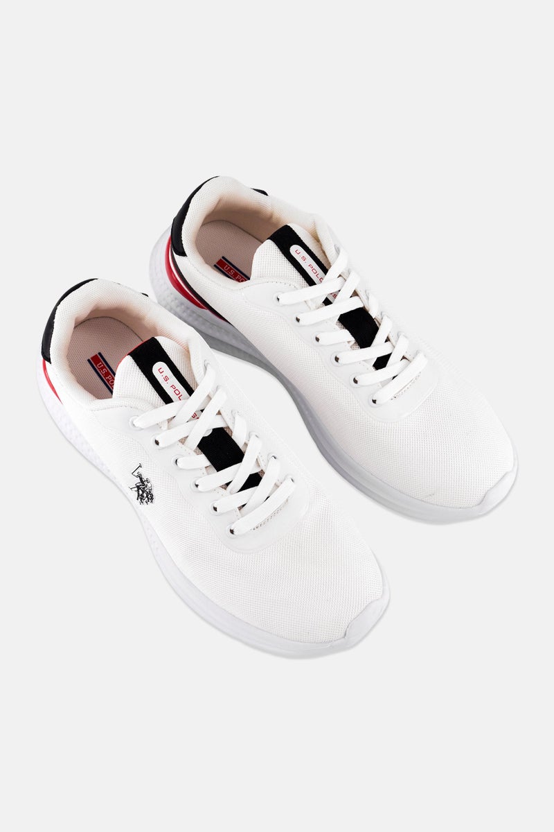 U.S. Polo Assn. Men Mesh-Eco Leather Lace Up Casual Shoes, White  - Image 4