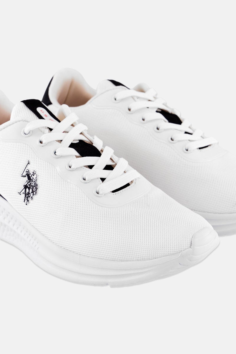 U.S. Polo Assn. Men Mesh-Eco Leather Lace Up Casual Shoes, White  - Image 3