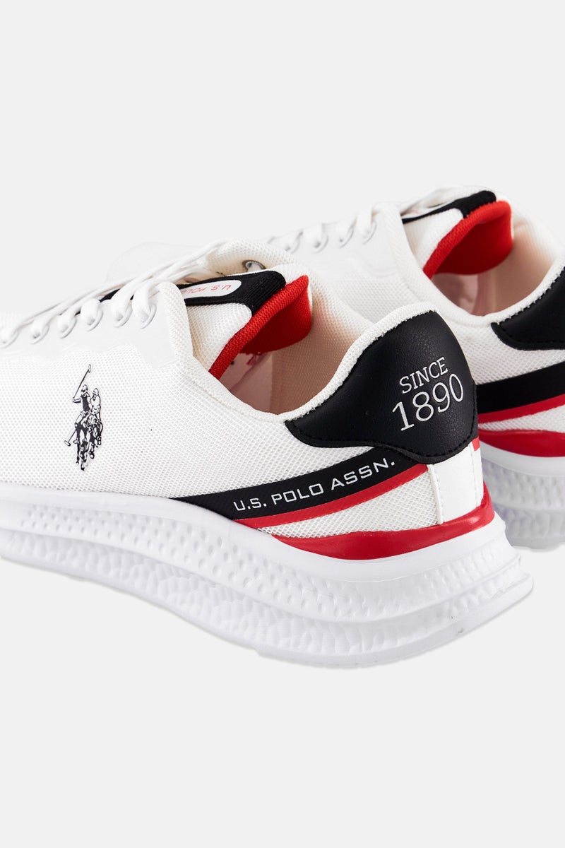 U.S. Polo Assn. Men Mesh-Eco Leather Lace Up Casual Shoes, White  - Image 2