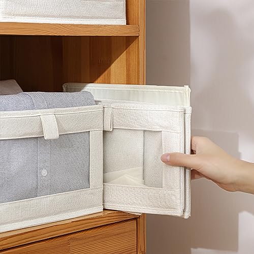 Pradnel Linen Closet Organizers And Storage, 6 Pack Closet Storage Bins Linen Closet Baskets for Closet Organization Foldable Closet Organizer Bins with Clear Window For Organizing Clothing, Jeans, Shelves - Image 5