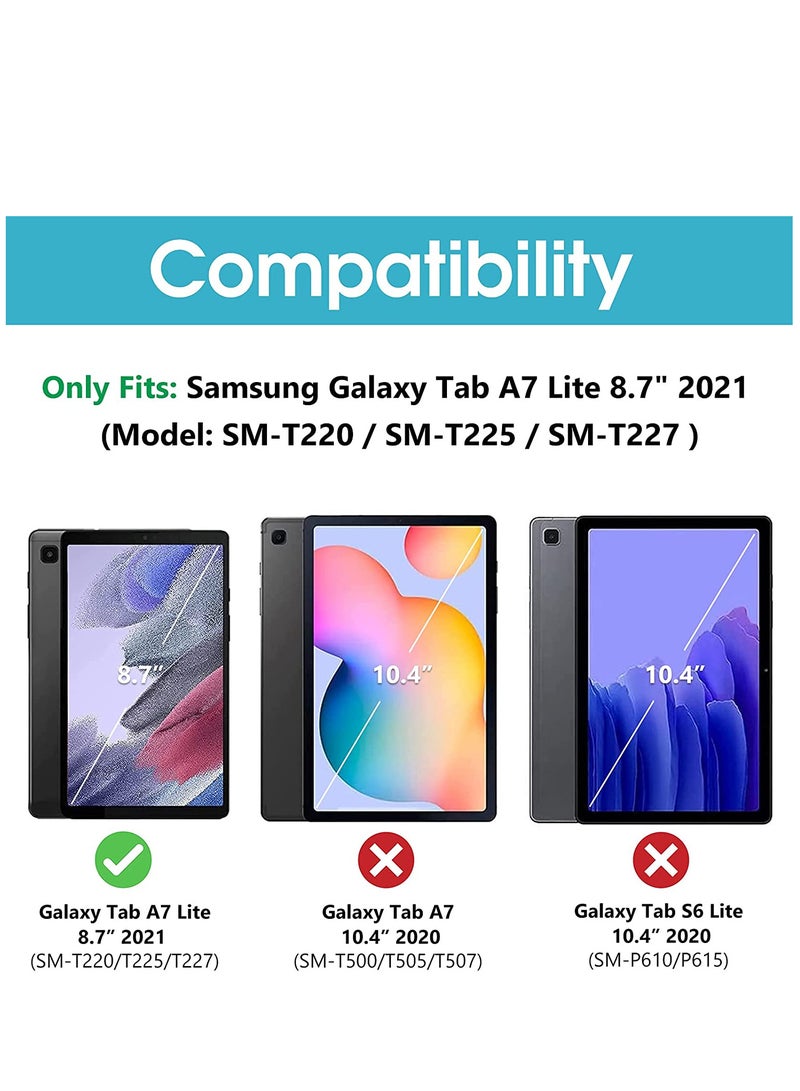 الطين ايزو غطاء Galaxy Tab A7 Lite مقاس 8.7 إنش 2021، حافظة رقيقة خفيفة الوزن مع قاعدة قابلة للطي، غلاف خلفي صلب لجهاز Galaxy Tab A7 Lite SM-T220 SM-T225 SM-T227 إصدار 2021 - أسود - Image 2