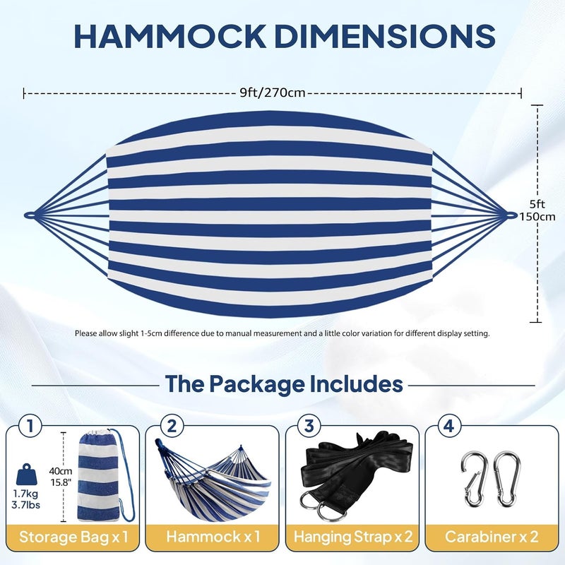 Anyoo Outdoor Camping Hammock Outdoor Portable Canvas Lightweight Hammock with Tree Friendly Straps Carry Bag Perfect for Garden, Balcony, Patio, Beach, Hiking - Image 2