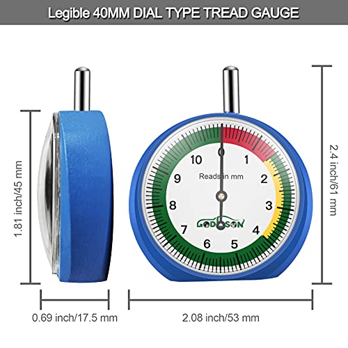 GODESON 88703 Dial Tire Tread Depth Gauge in MM,Professional for Motorcycle, Car,Truck and Bus - Image 3