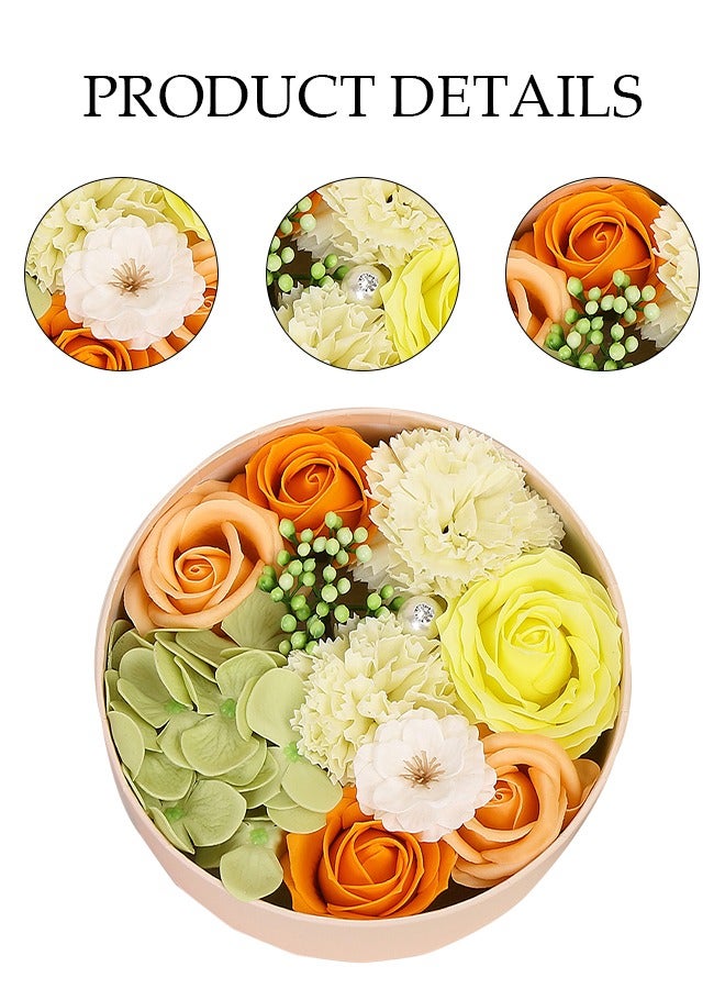 DUNISO Artificial Rose Flower Gift Box,Soap Flower Gift Box, Eternal Flower Box, for Wedding, Mother's Day, Valentine's Day,Orange - Image 5