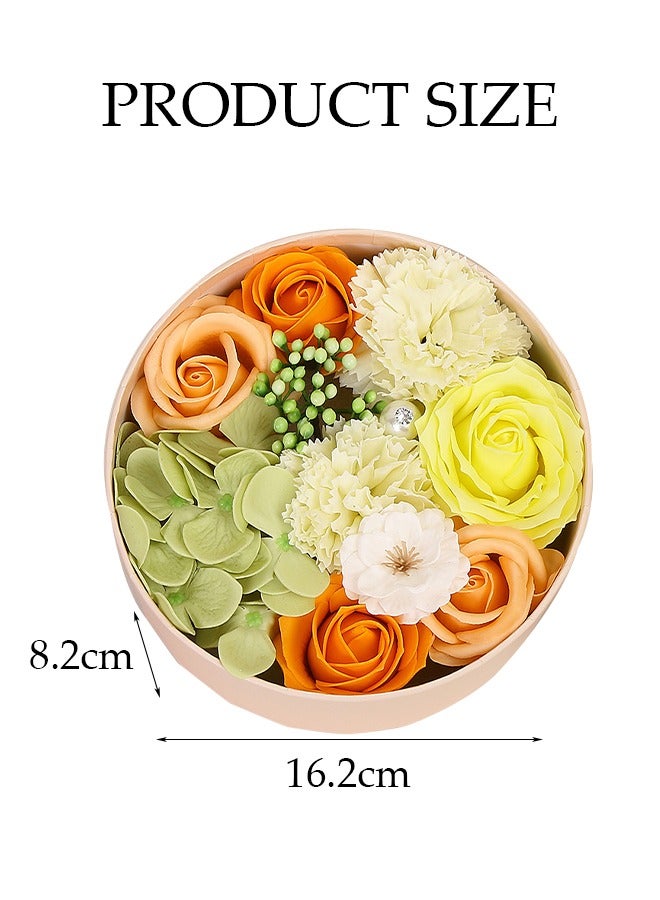 DUNISO Artificial Rose Flower Gift Box,Soap Flower Gift Box, Eternal Flower Box, for Wedding, Mother's Day, Valentine's Day,Orange - Image 3