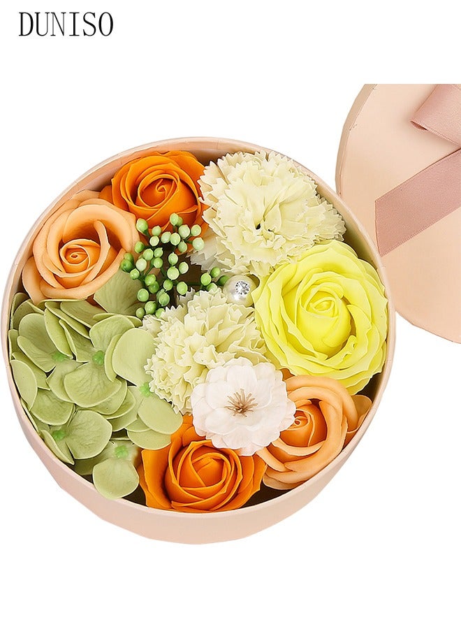 DUNISO Artificial Rose Flower Gift Box,Soap Flower Gift Box, Eternal Flower Box, for Wedding, Mother's Day, Valentine's Day,Orange - Image 4