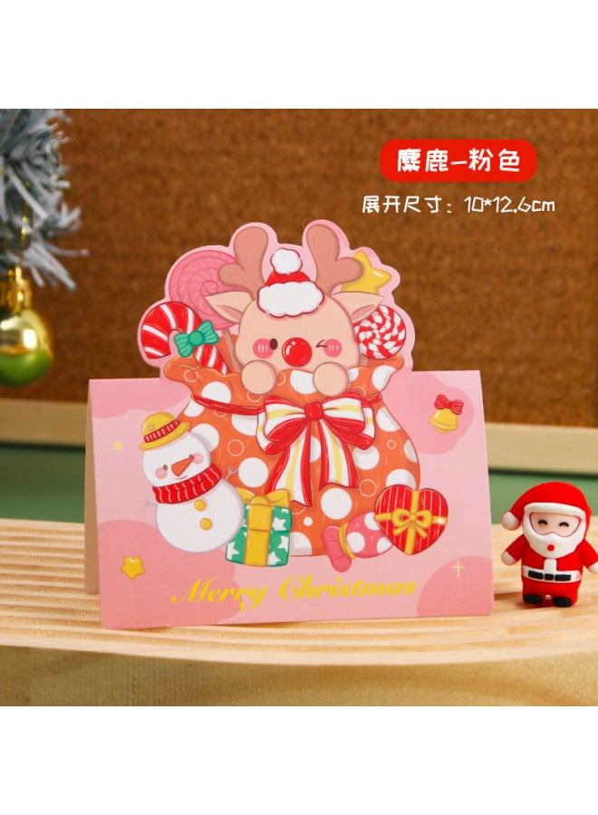 HELPS Cartoon Christmas Card Head Christmas Eve Handwritten Greeting Card Blessing High Sense Decoration Three-dimensional Small Card Gift - Image 1