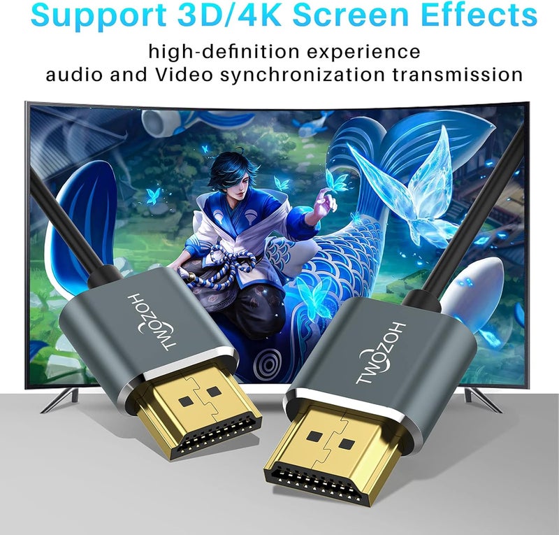 توزوه كابل HDMI فائق النحافة من بطول 3 متر، كابل HDMI 2.0 فائق النحافة، كابل HDMI 4K مرن للغاية يدعم 3D/4K@60Hz، 2160P، 1080P - Image 4