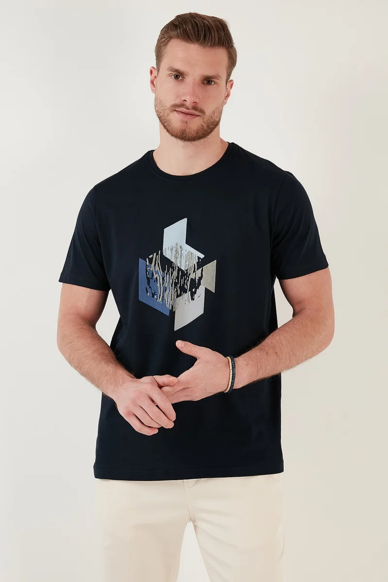 بوراتي Printed Cotton Crew Neck Slim Fit T Shirt Men's T Shirt 646B3840