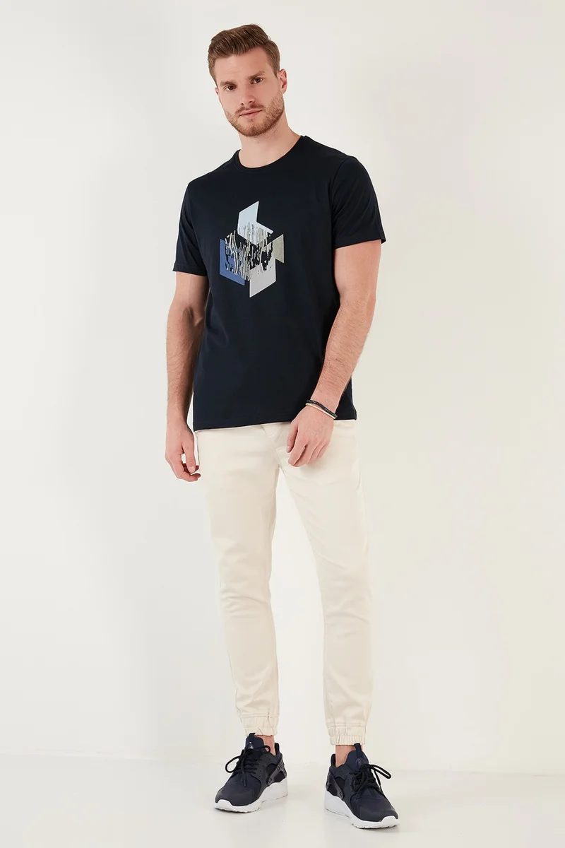 بوراتي Printed Cotton Crew Neck Slim Fit T Shirt Men's T Shirt 646B3840