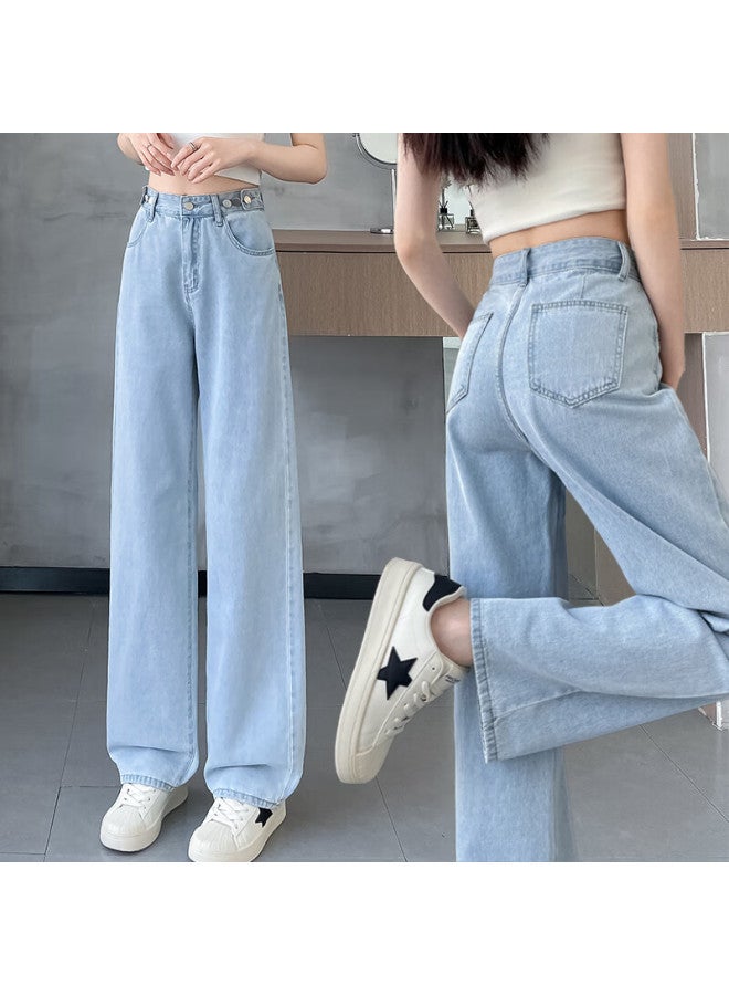 Yishangmei Women's Spring/autumn New High-waisted Straight Wide Leg Jeans For Pee, Loose-fitting And Slimming High-end Pants - Image 5