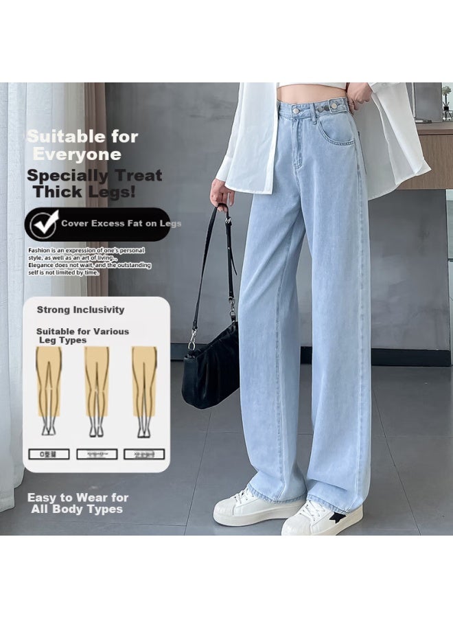 Yishangmei Women's Spring/autumn New High-waisted Straight Wide Leg Jeans For Pee, Loose-fitting And Slimming High-end Pants - Image 3