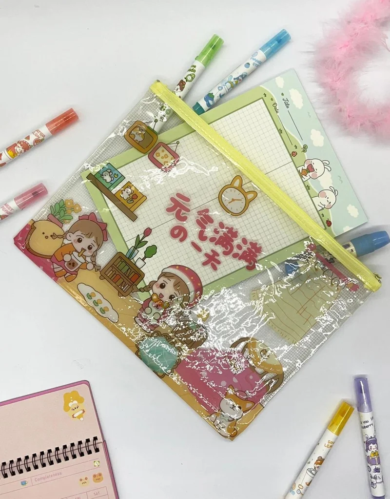 كاغيت جيمي دوكان Paper Ship Shop Cute Transparent and Zippered Yellow A4 File Folder/Collector/Pencil Case/Zipper Bag