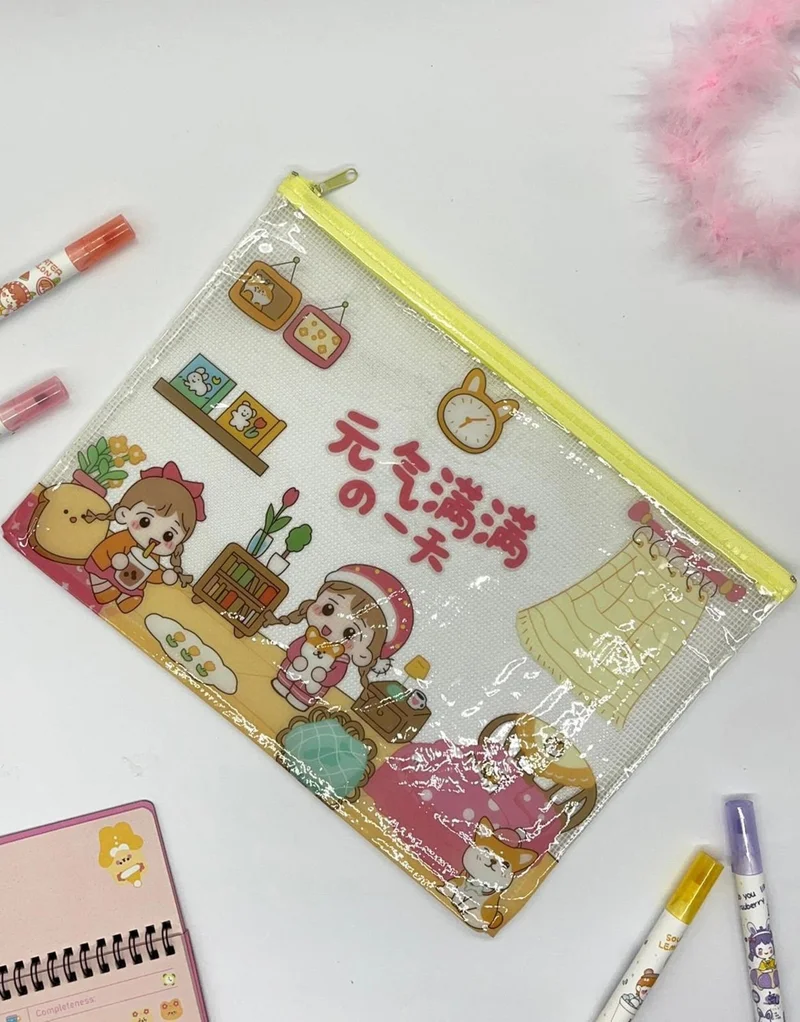 كاغيت جيمي دوكان Paper Ship Shop Cute Transparent and Zippered Yellow A4 File Folder/Collector/Pencil Case/Zipper Bag