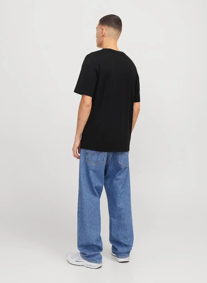 JACK & JONES Logo Print Cotton Round Neck T-Shirt